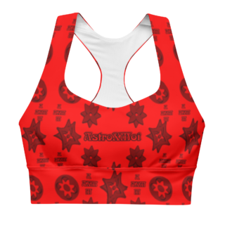 Red beryl All-Over Print Recycled Longline Sports Bra