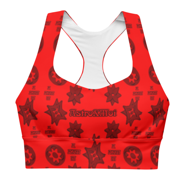 Red beryl All-Over Print Recycled Longline Sports Bra