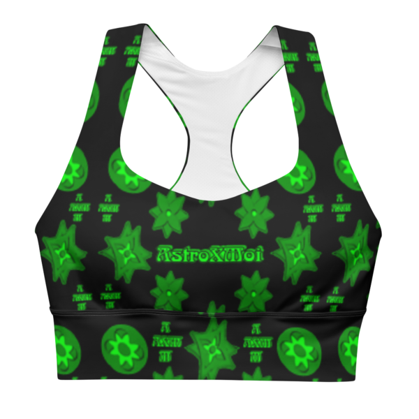 Neon emerald All-Over Print Recycled Longline Sports Bra