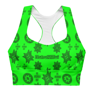 Neon emerald All-Over Print Recycled Longline Sports Bra