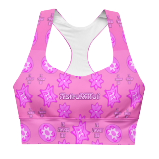 Barbie pink All-Over Print Recycled Longline Sports Bra