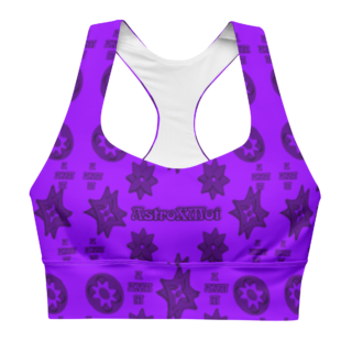 Royal purple velvet All-Over Print Recycled Longline Sports Bra